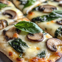  Cheesy Mushroom Spinach Flatbread 