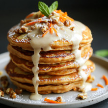 Carrot Cake Pancakes with Cream Cheese Glaze