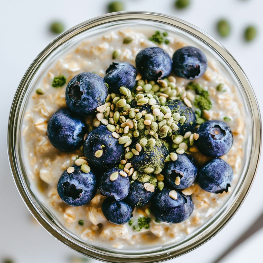 Hemp Seed Vanilla Blueberry Overnight Oats 