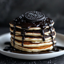 Spooky Oreo Pancakes with Chocolate Sauce
