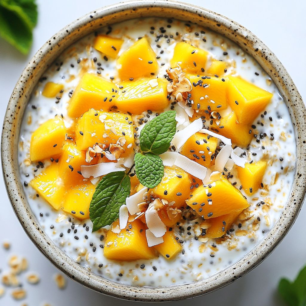 Tropical Paradise Overnight Oats with Mango & Coconut