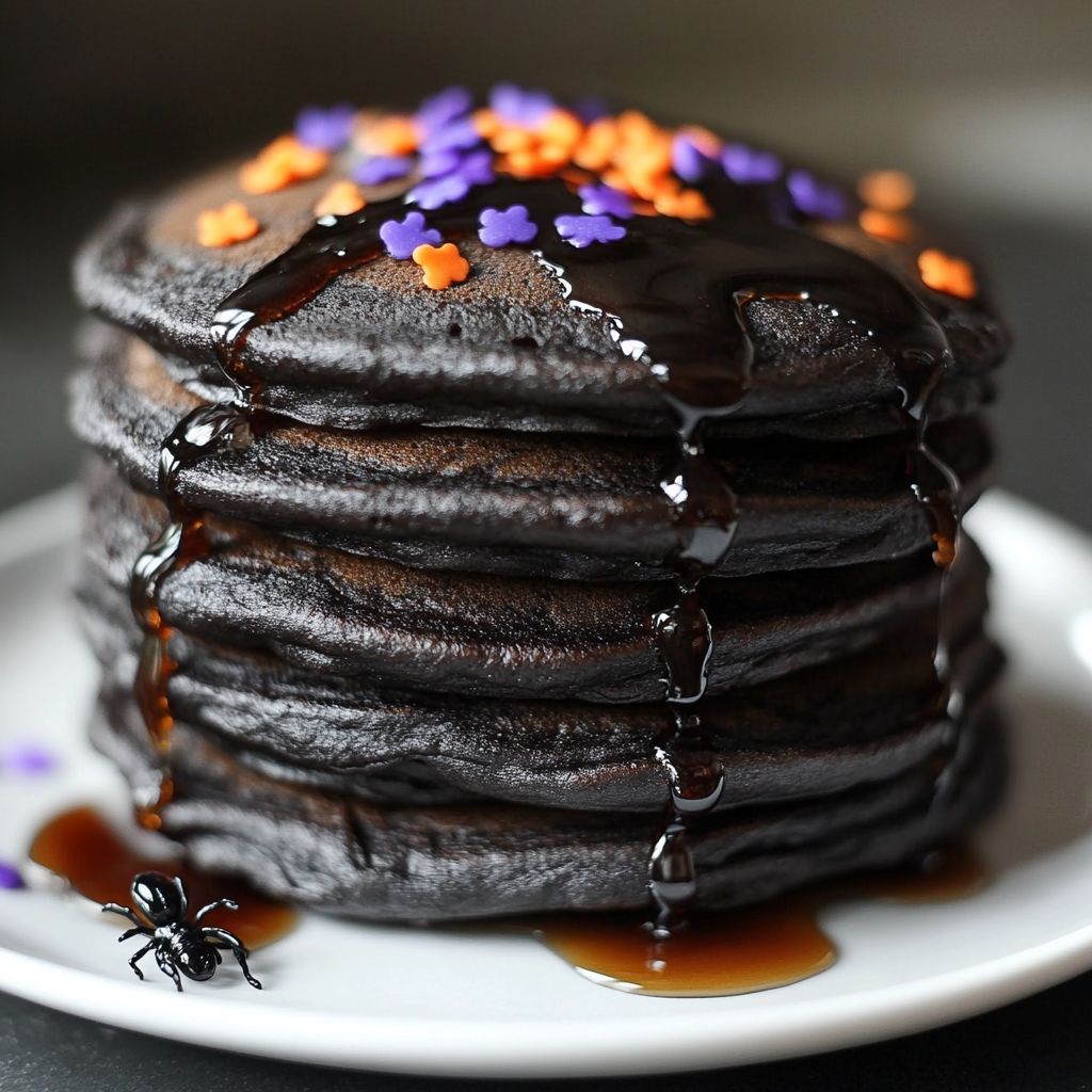 Black Cocoa Halloween Pancakes