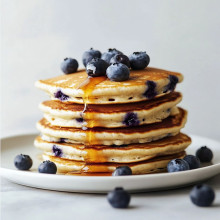 Fluffy Blueberry Pancakes with Maple Drizzle