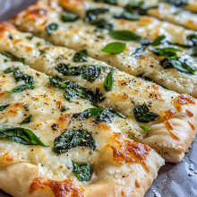 Cheesy Spinach and Herb Quick Flatbread