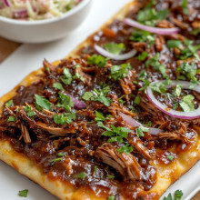 BBQ Pulled Pork Flatbread with Red Onion and Cilantro
