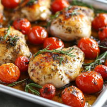 Tuscan Herb Chicken and Tomatoes on a Sheet Pan