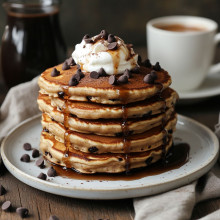 Mocha Chip Pancakes with Espresso Glaze