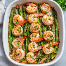 Garlic Butter Shrimp and Asparagus Bake