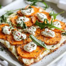 Sweet Potato and Goat Cheese Flatbread Bake