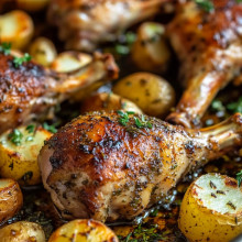 Sheet Pan Herb Roasted Turkey Legs and Potatoes