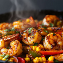 Cajun Shrimp with Corn and Bell Peppers