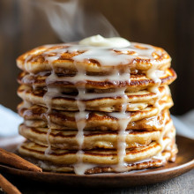 Cinnamon Roll Pancakes with Cream Cheese Glaze