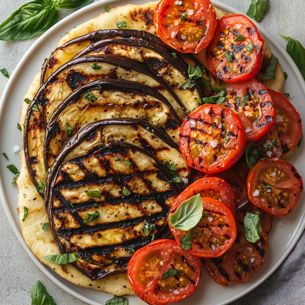 Grilled Eggplant & Tomato Flatbread