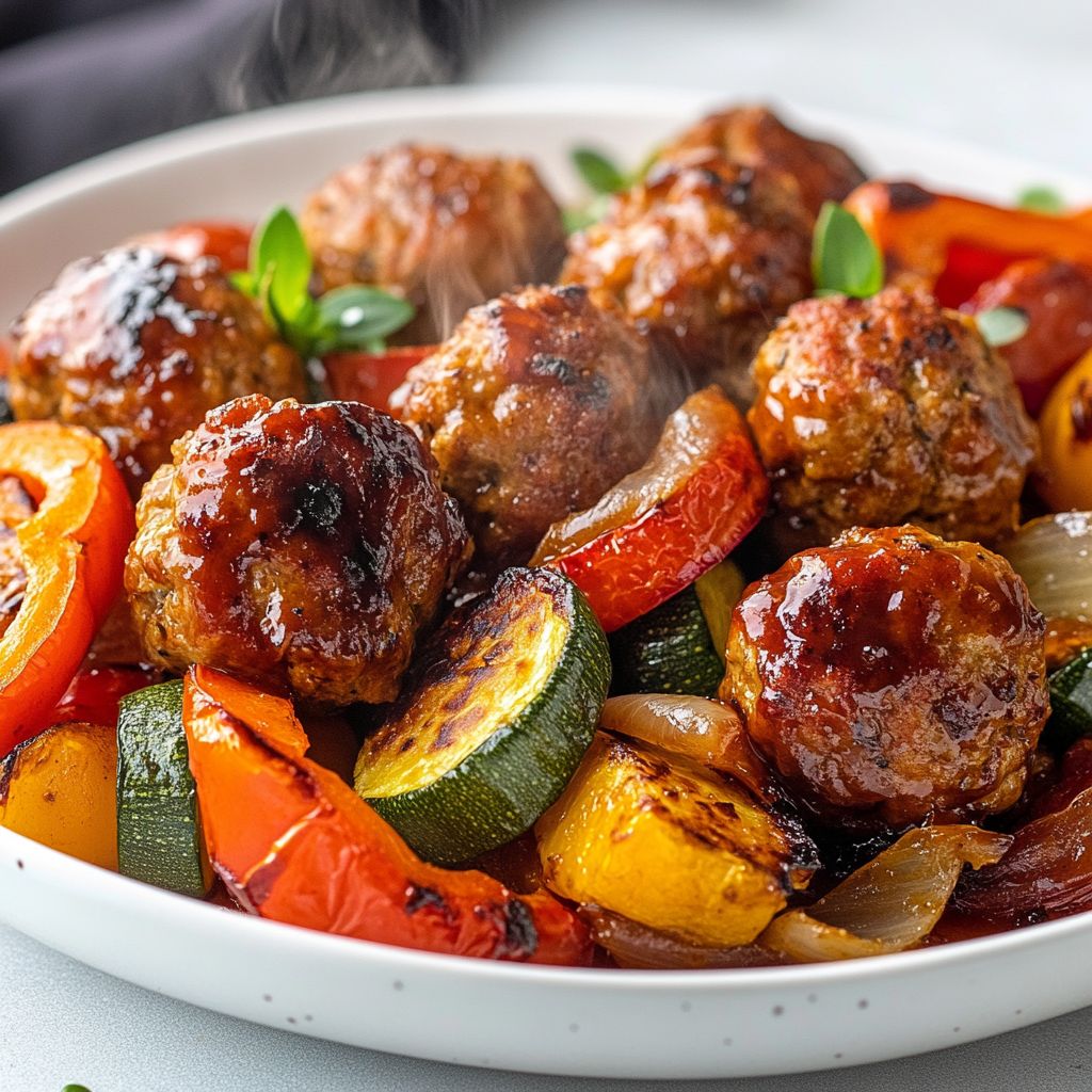 BBQ Meatballs with Roasted Veggies