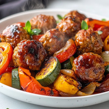 BBQ Meatballs with Roasted Veggies