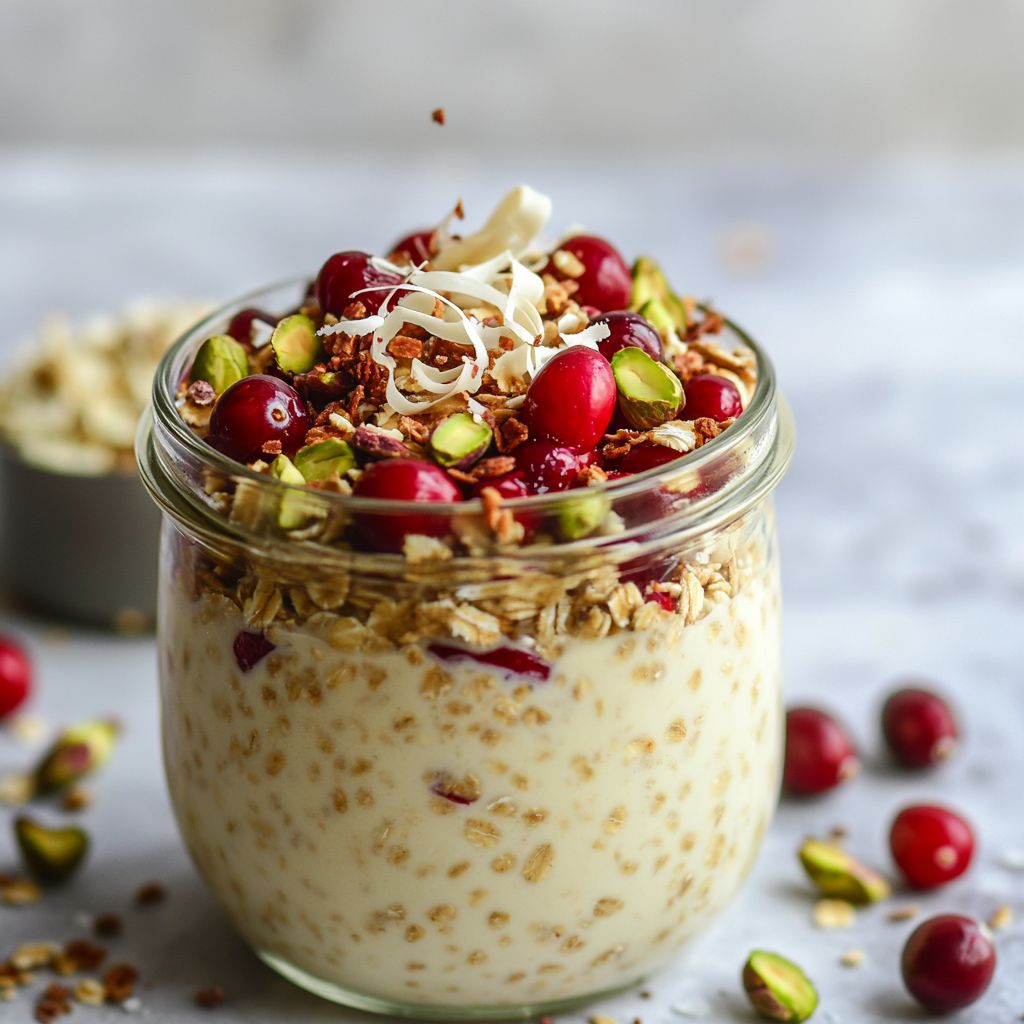 Cranberry Pistachio Holiday Overnight Oats