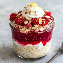 Mother’s Day Raspberry Cream Overnight Oats