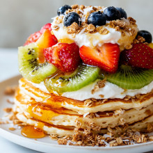  Coconut Yogurt Parfait with Pancakes 