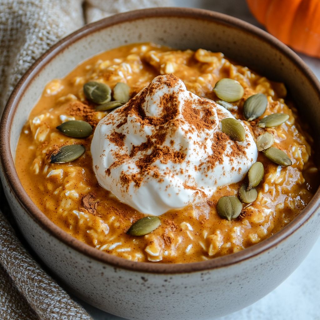 Pumpkin Pie Overnight Oats with Cinnamon Swirl