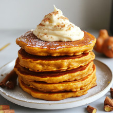 Pumpkin Spice Pancakes with Cream Cheese Frosting