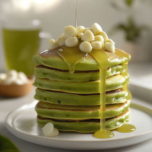 Matcha Green Tea Pancakes with White Chocolate Chips