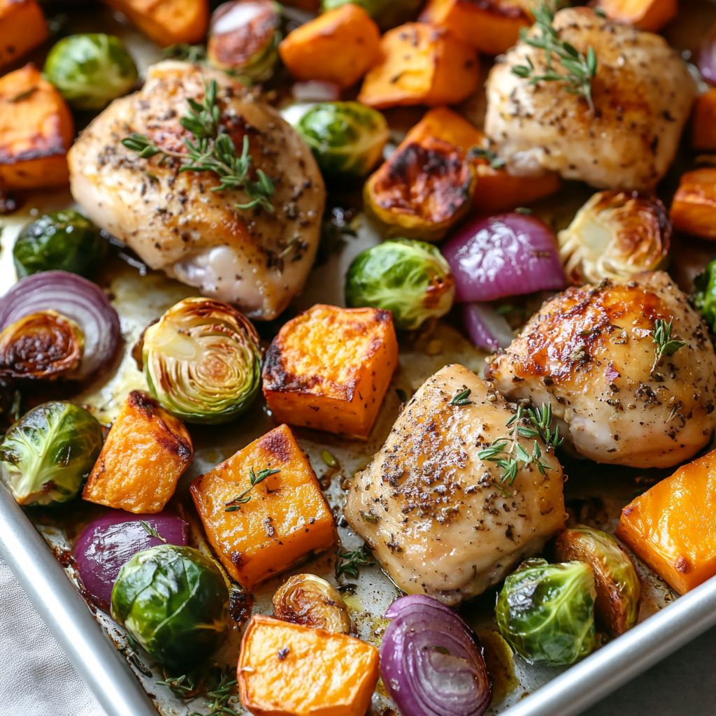 Sweet Potato and Chicken Sheet Pan Harvest Bake