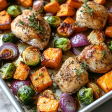 Sweet Potato and Chicken Sheet Pan Harvest Bake