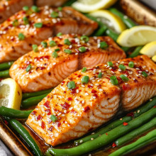  Sheet Pan Chili Garlic Salmon and Green Beans 