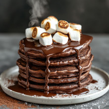 Hot Cocoa Pancakes with Marshmallows