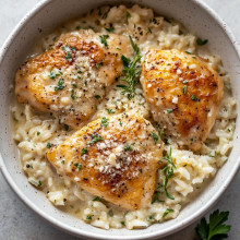 One-Pot Creamy Garlic Chicken and Rice