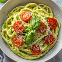 Creamy Avocado Pasta with Cherry Tomatoes