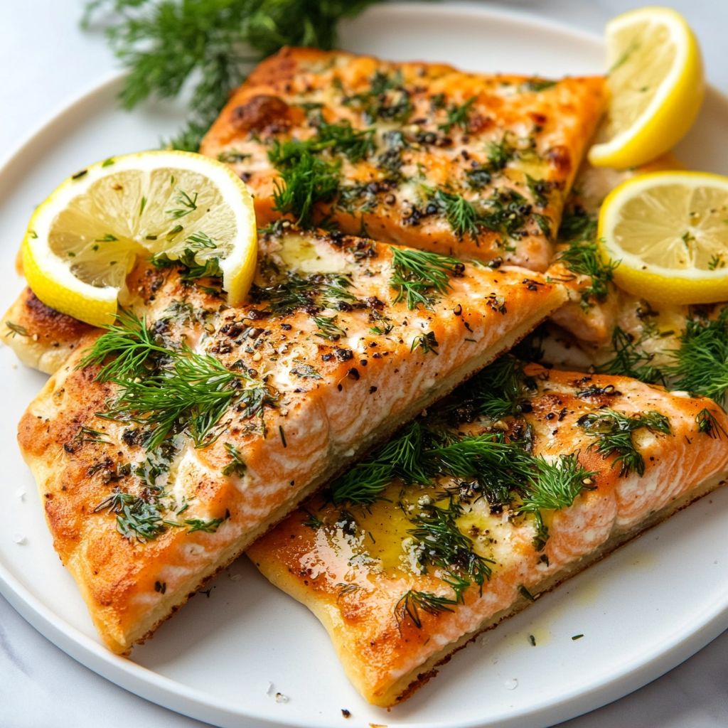 Lemon Herb Salmon Flatbread