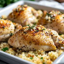  Sheet Pan Garlic Chicken and Cauliflower Rice 