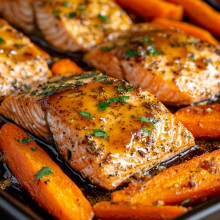 Maple Dijon Sheet Pan Salmon with Carrots
