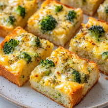 Cheesy Broccoli Bread Squares