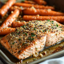  Sheet Pan Garlic Parmesan Salmon and Carrots 