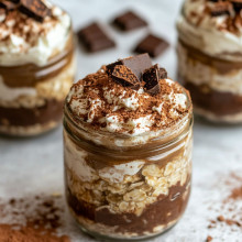 Italian Tiramisu Overnight Oats in Mason Jars