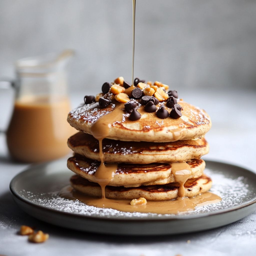 Vegan Peanut Butter Chocolate Chip Pancakes