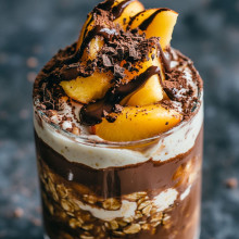 Chocolate Peach Parfait Overnight Oats