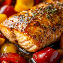 Sheet Pan Sweet Chili Salmon with Peppers 