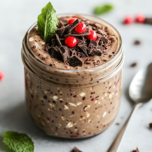 Chocolate Peppermint Protein Overnight Oats