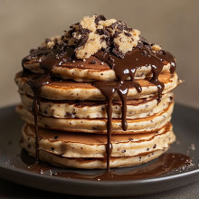 Cookies and Cream Pancakes with Chocolate Drizzle