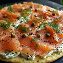 Smoked Salmon Flatbread with Cream Cheese and Dill