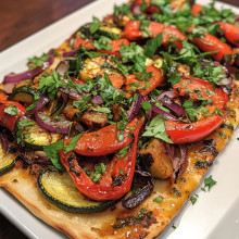  Spicy Harissa Veggie Flatbread 