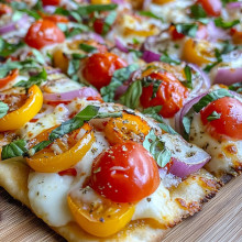 Homemade Flatbread Pizza with Veggie Toppings