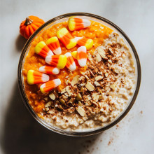 Candy Corn Halloween Protein Overnight Oats