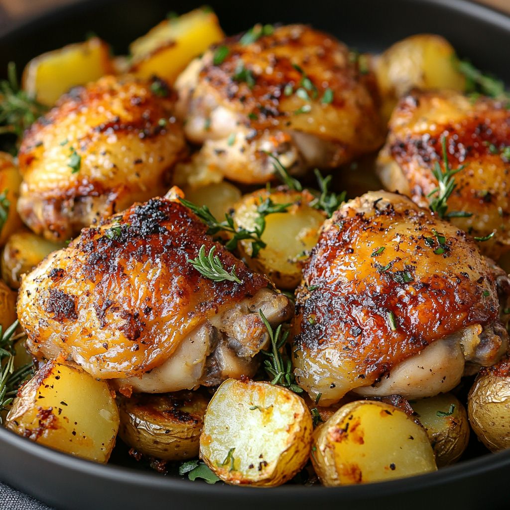 Crispy Baked Chicken Thighs with Potatoes