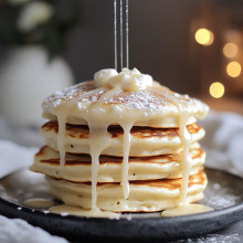 Ghostly Vanilla Pancakes with White Chocolate Drizzle