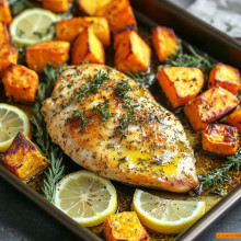  Sheet Pan Lemon Herb Chicken with Sweet Potatoes 