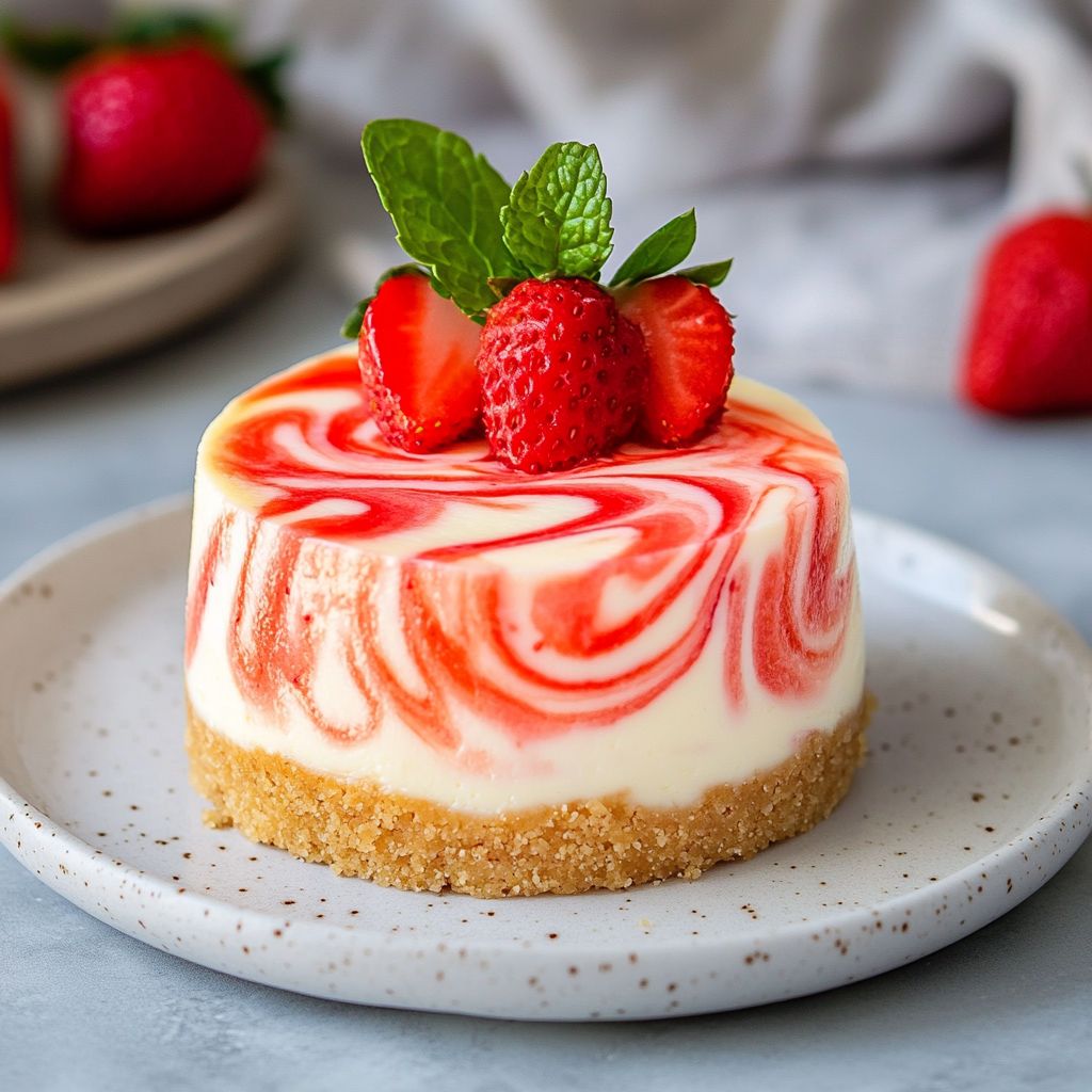 Mini Strawberry Swirl Cheesecake